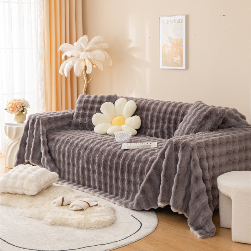 Colcover Plush Cream Style Sofa Cover