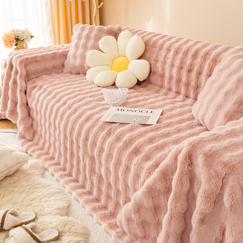 Colcover Plush Cream Style Sofa Cover