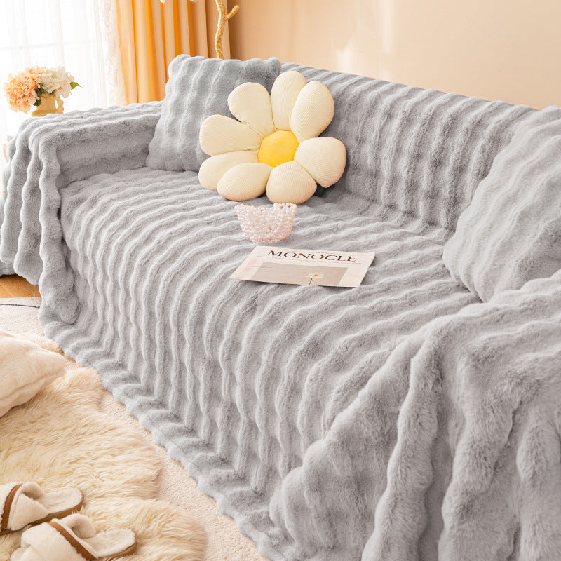 Colcover Plush Cream Style Sofa Cover
