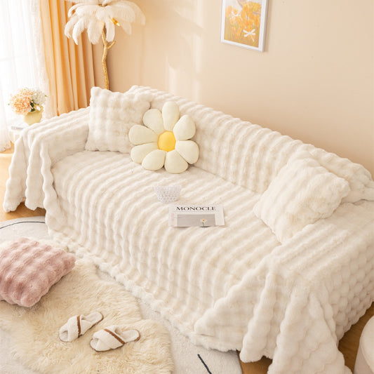 Colcover Plush Cream Style Sofa Cover