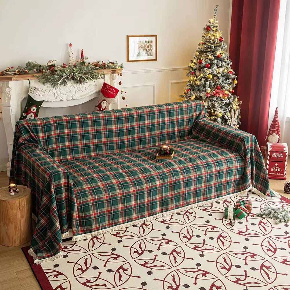 Colcover Christmas Checkered Sofa Cover