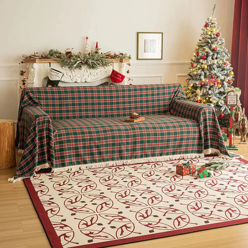 Colcover Christmas Checkered Sofa Cover