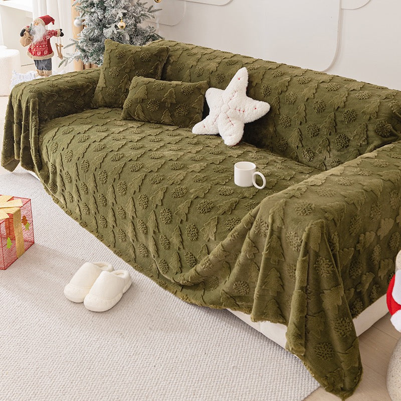 Colcover Christmas Tree Plush Sofa Cover