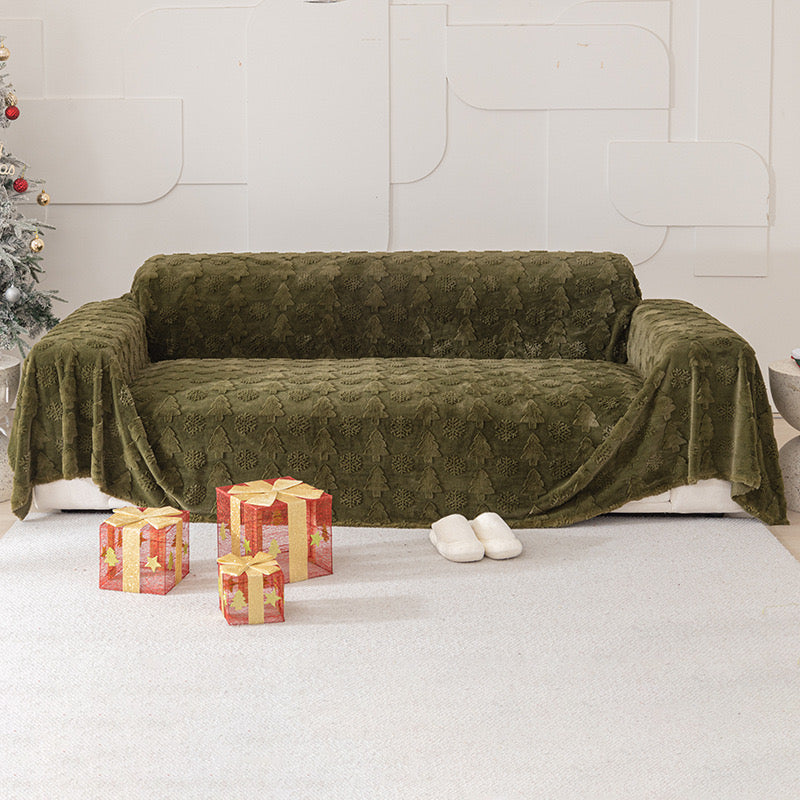 Colcover Christmas Tree Plush Sofa Cover