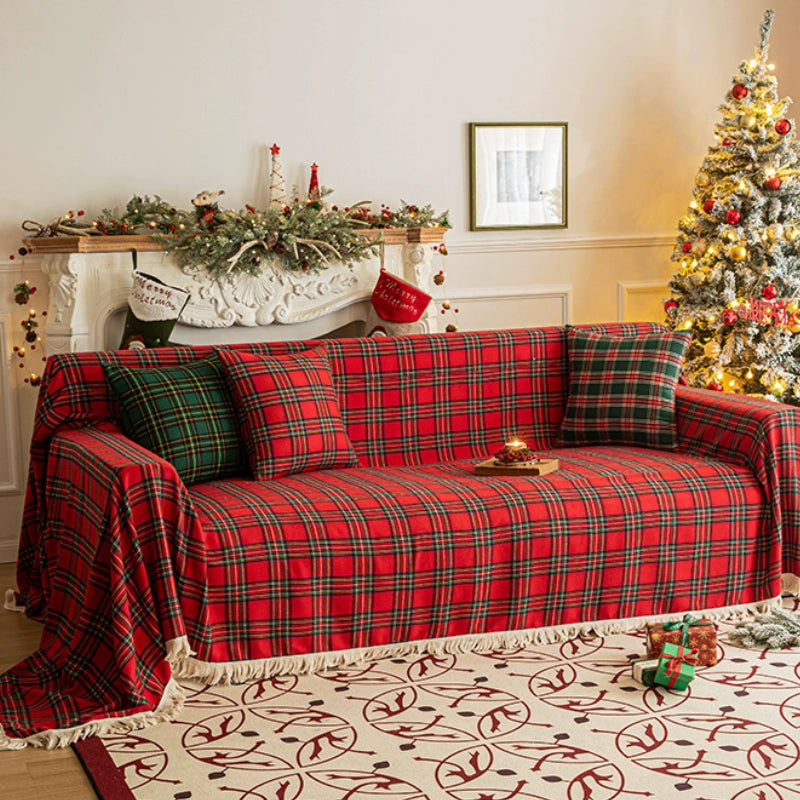 Colcover Christmas Checkered Sofa Cover