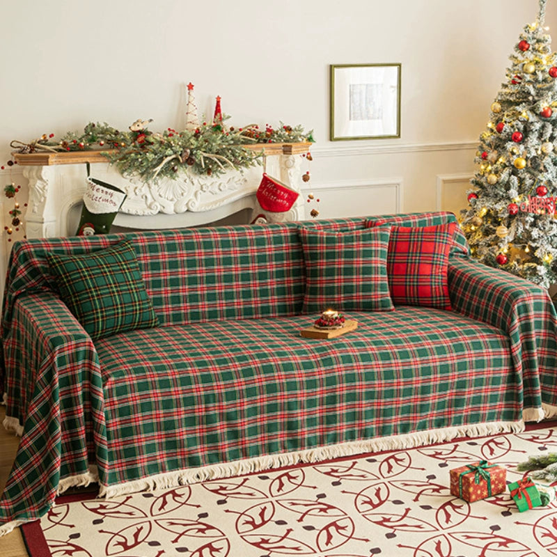 Colcover Christmas Checkered Sofa Cover