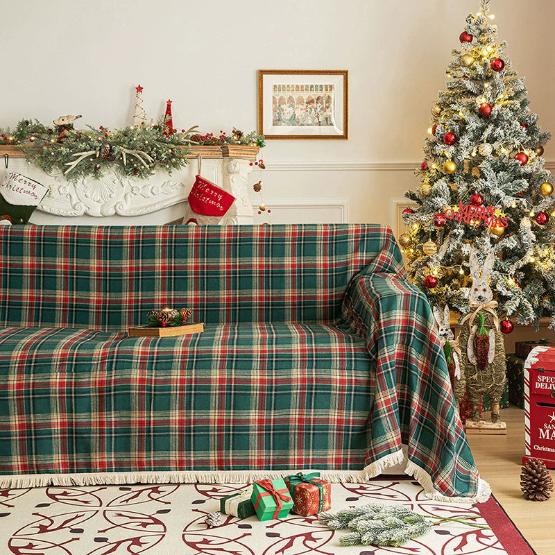 Colcover Christmas Checkered Sofa Cover